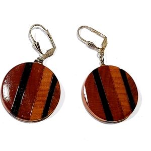 Handmade Round Wooden Dangle Earrings Fashion Jewelry